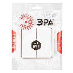 Выключатель ЭРА Эксперт 11-1524-01 двойной IP55 10АХ-250В СУ белый | Эра Эксперт