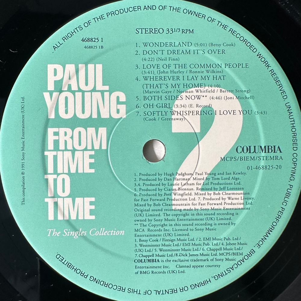 Paul Young - From Time To Time (The Singles Collection) Европа 1991г.