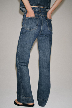 ZARA ДЖИНСЫ FLARE С ВЫСОКОЙ ПОСАДКОЙ — ZW COLLECTION, СИНИЙ