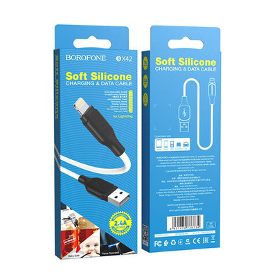 Кабель Borofone BX42 USB-Lightning 2.4А 1м Silicone White