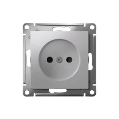 Розетка без заземления со шторками Systeme Electric AtlasDesign Алюминий, самозажимные клеммы ATN000349S