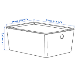 IKEA KUGGIS  (ИКЕА КУГГИС)  -  Контейнер с крышкой - светло-серый 26x35x15 см