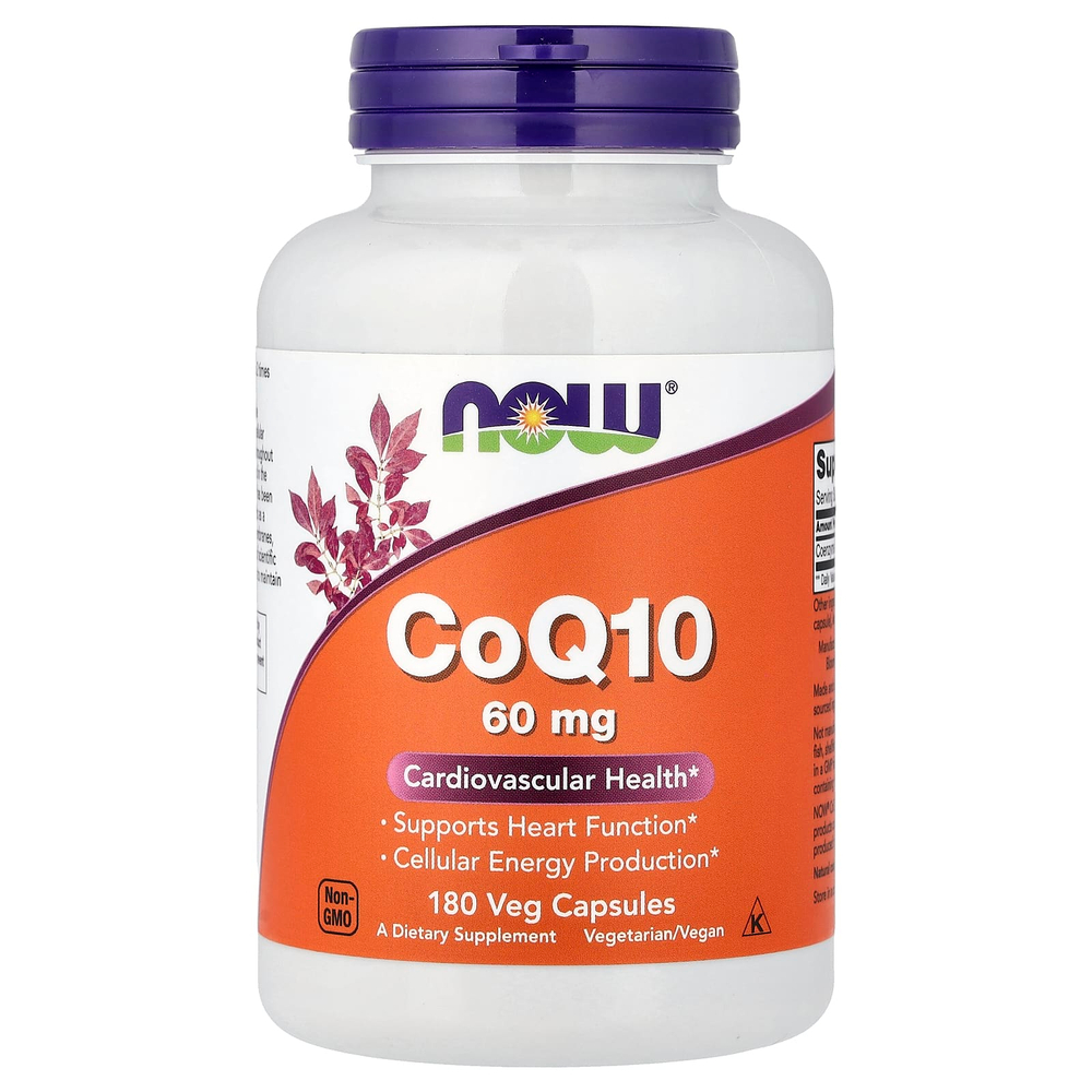 NOW Foods, Коэнзим Q10, 60 мг, 180 вегетарианских капсул