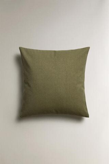 ZARA HOME ОДНОТОННЫЙ ХЛОПКОВЫЙ ЧЕХОЛ ДЛЯ ДЕКОРАТИВНОЙ ПОДУШКИ, ЗЕЛЕНЫЙ