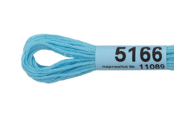 Мулине Gamma 100% хлопок, цв.5166 голубой, 24 мотка по 8 метров
