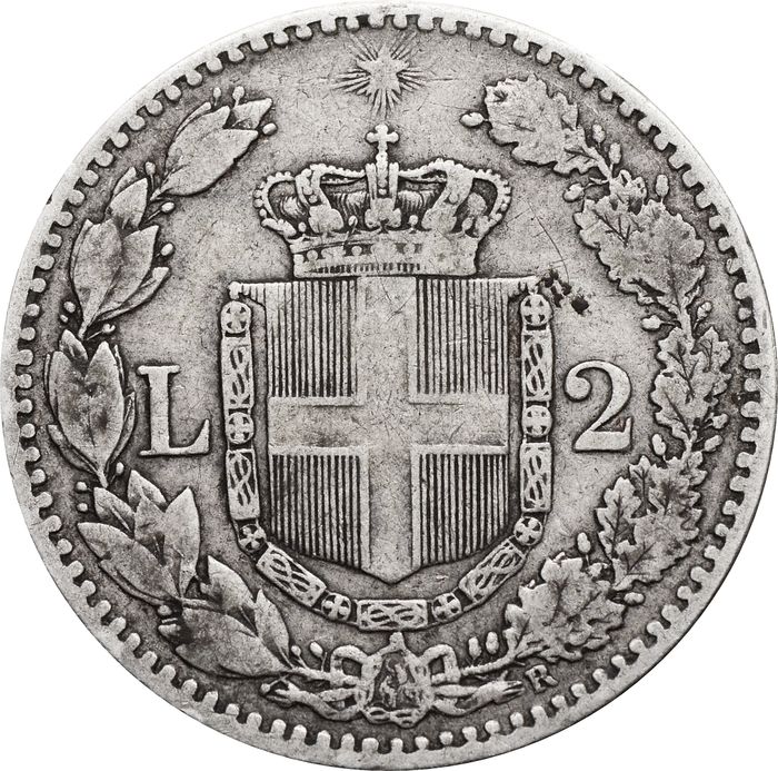 2 лиры 1881 Италия