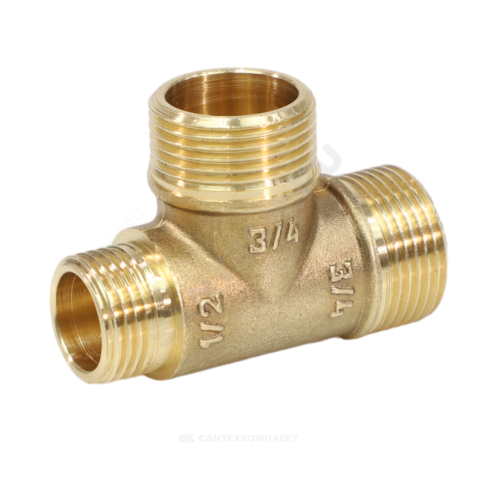 Тройник латунь переходной Ду 15х15х15 (1/2"х1/2"х1/2") НР/НР/НР VALFEX VF.131.L.012
