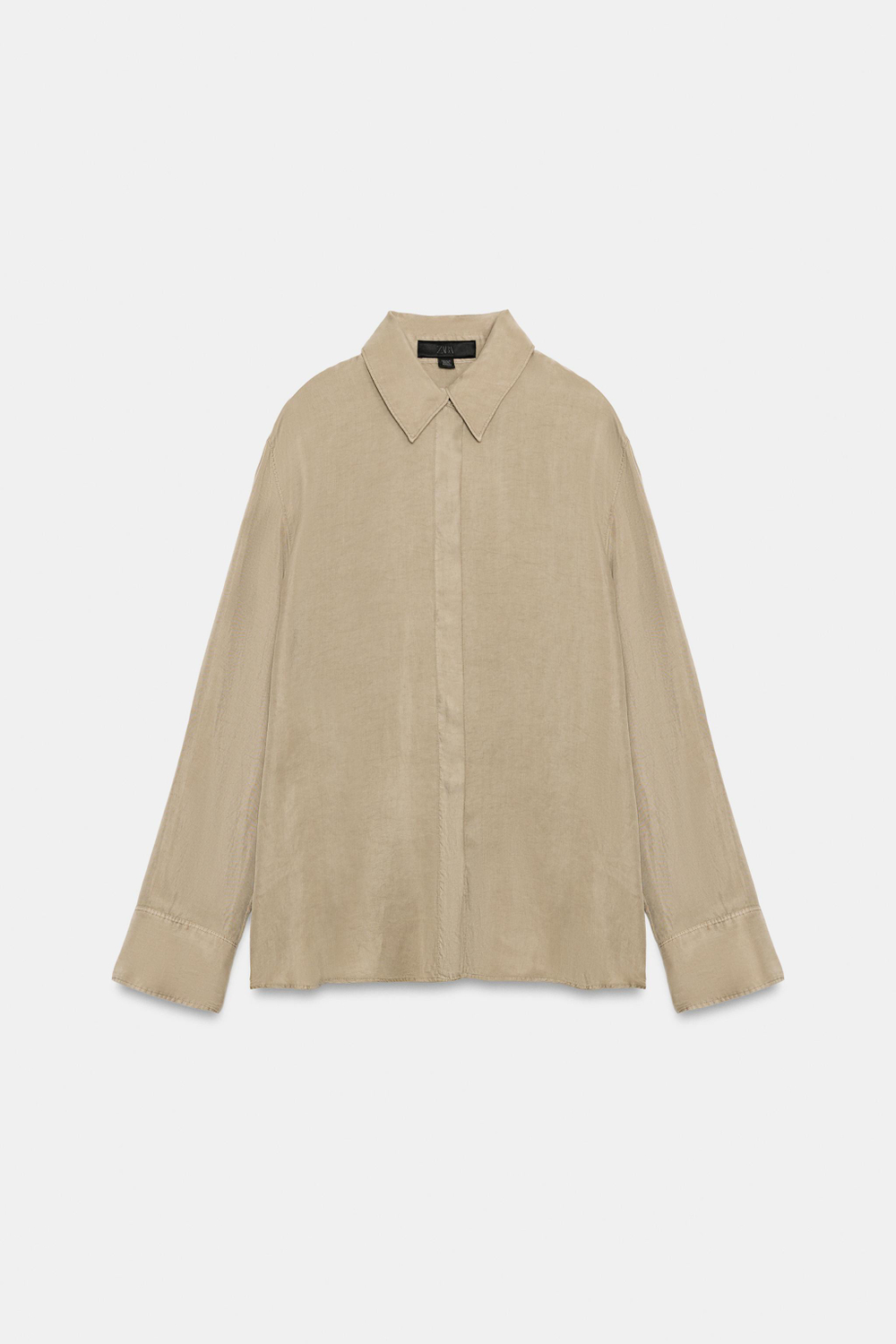ZARA РУБАШКА ИЗ ЛИОЦЕЛЛА — ZW COLLECTION, СВЕТЛО-КОРИЧНЕВЫЙ