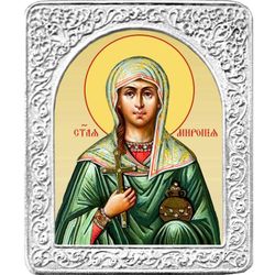Святая Миропия. Маленькая икона в серебряной раме.