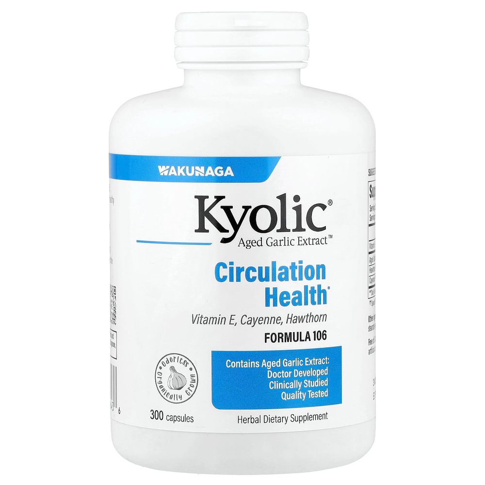 Kyolic, Экстракт Выдержанного Чеснока без запаха, Формула 106, 300 капсул