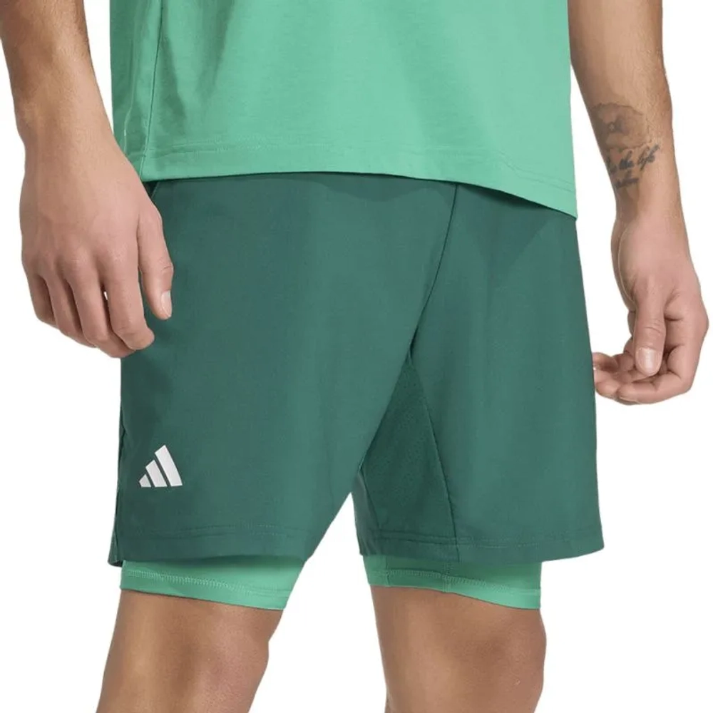 Мужские теннисные шорты Adidas Club 2in1 - collegiate green/semi court green