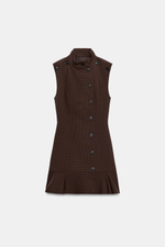 МИНИ-ПЛАТЬЕ В КЛЕТКУ С ВОЛАНОМ — ZARA