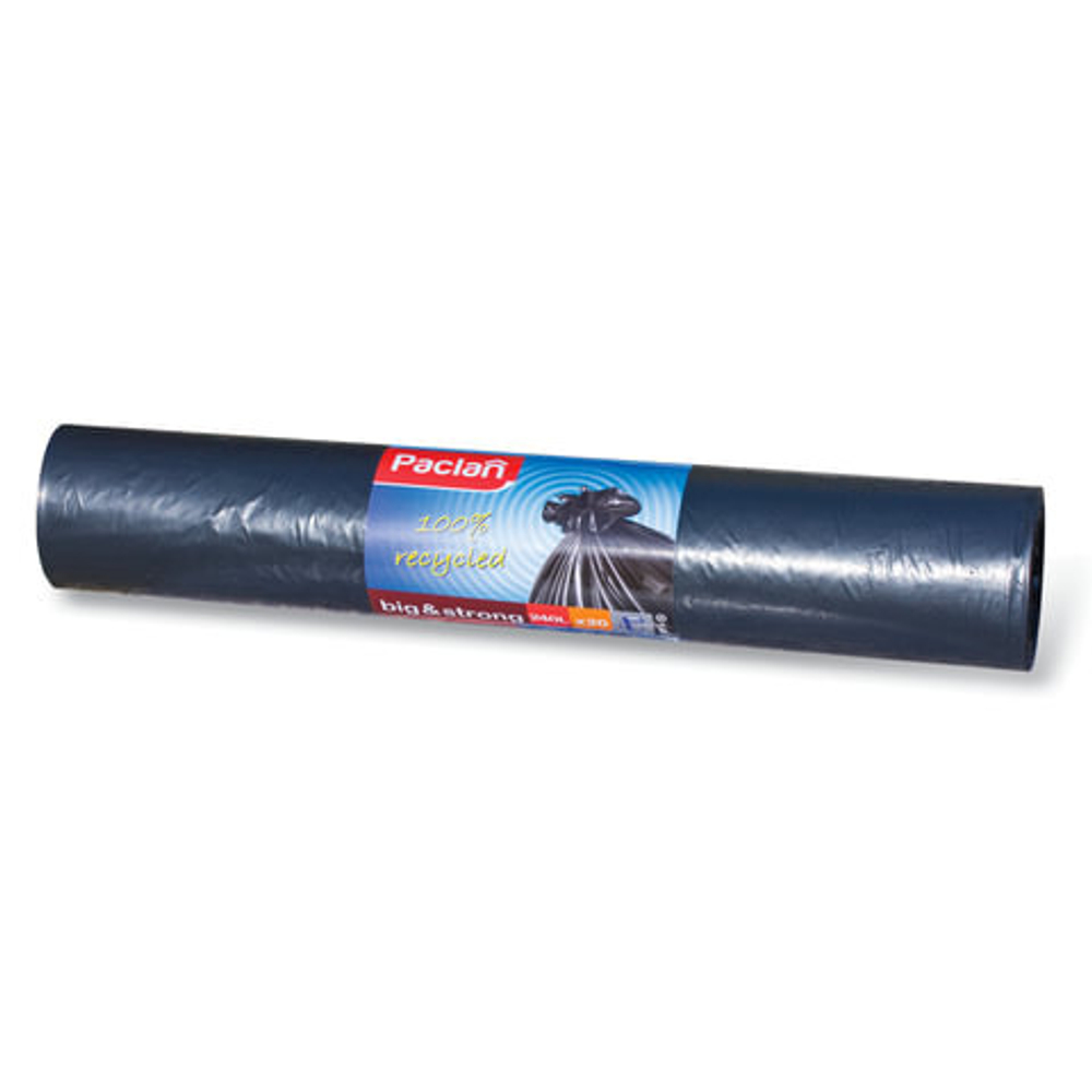 Мешки для мусора 240 л, черные, в рулоне 20 шт., ПВД, 35 мкм, 140×90 см.