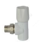 Клапан (вентиль) PP-R запорный белый Дн 20х1/2" Ру25 НР угловой для радиатора VALFEX 1014720012