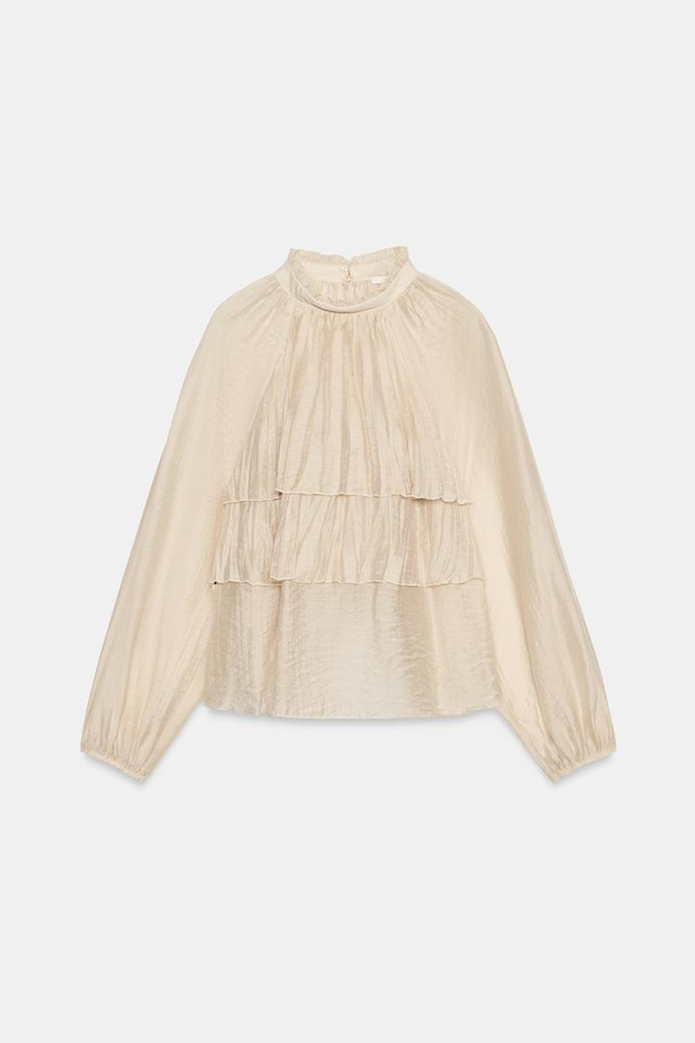 ZARA БЛУЗА С ВОЛАНАМИ, ЭКРЮ