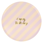 Тарелки большие цветные в полоску "С Днем Рождения" [Happy Birthday] 8 шт. (26 см)