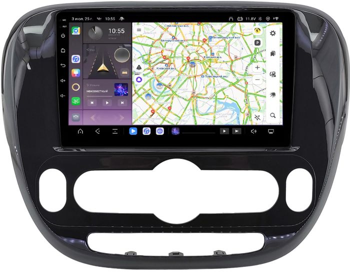 Магнитола для KIA Soul 2 2014-2019 (климат, рамка глянцевая) - Kuberg QLed, Android 13, Быстрейшая, CarPlay, SIM-слот