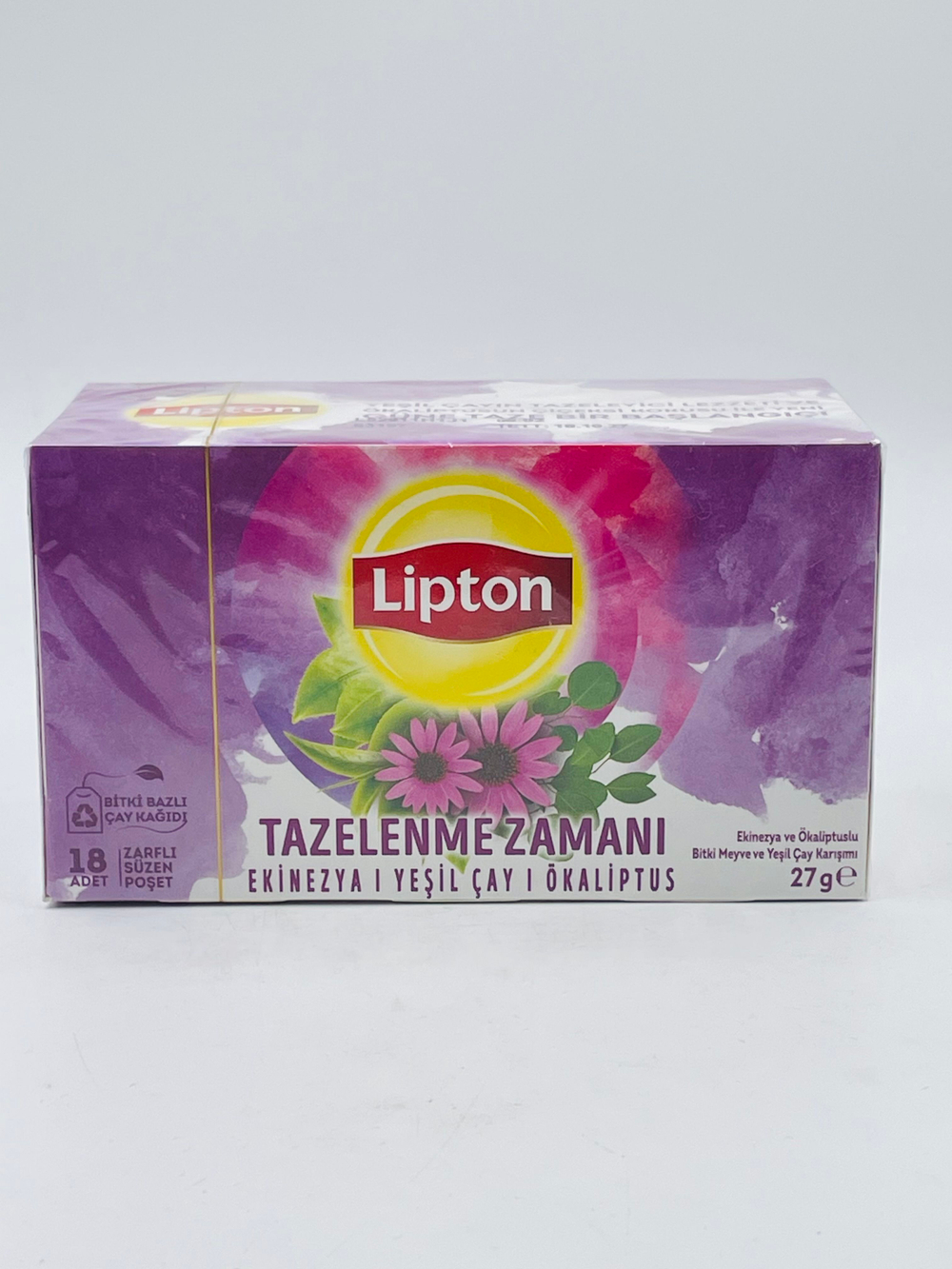 Чай зеленый Lipton Refreshing Time/Время взбодриться с эхинацеей и эвкалиптом,18 пакетиков, 27 г (Турция)