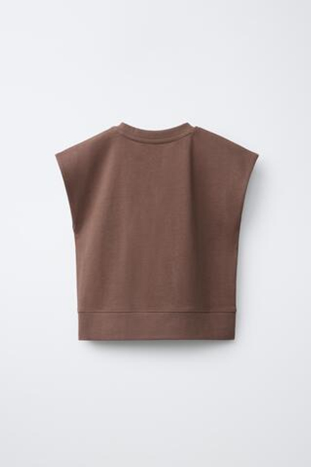ZARA ОДНОТОННАЯ ФУТБОЛКА HEAVY WEIGHT, КОРИЧНЕВЫЙ
