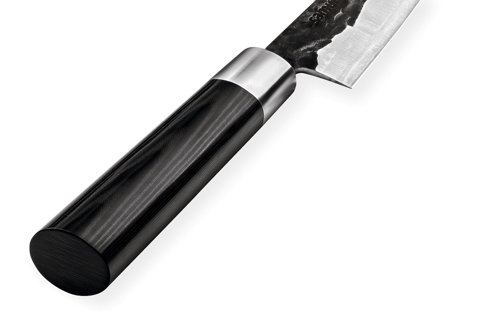 Нож кухонный универсальный 16.2см, гвоздичное масло и салфетка Samura Blacksmith