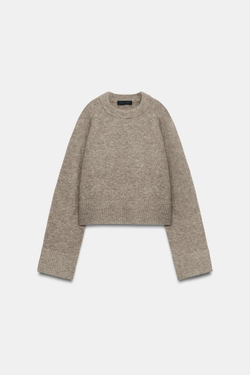 ZARA СВИТЕР ИЗ МЯГКОГО ТРИКОТАЖА, СЕРОВАТО-КОРИЧНЕВЫЙ