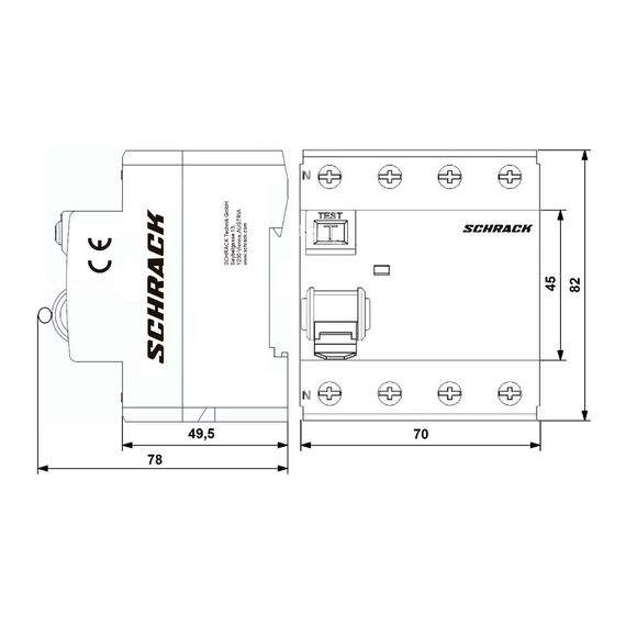 УЗО Schrack Technik 4P 63A 100mA тип AC 10kA Amparo AR006110-- (ВДТ)