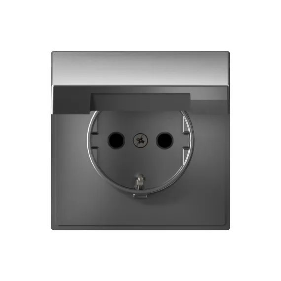 Розетка с крышкой Systeme Electric ArtGallery Сталь, самозажимные клеммы GAL000946S