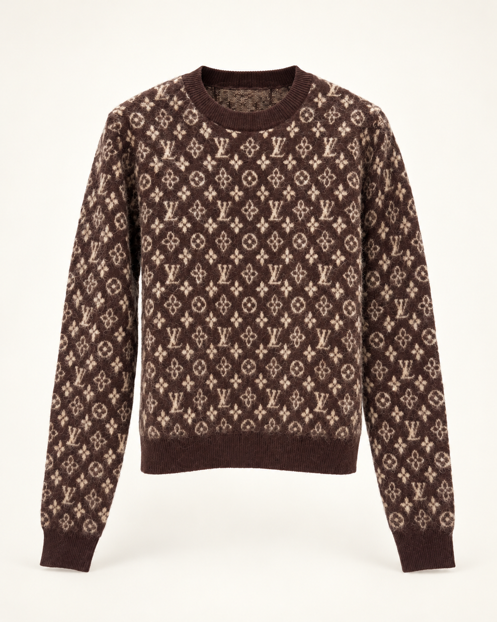 Женский свитер Louis Vuitton с жаккардовым узором Monogram — коричневый