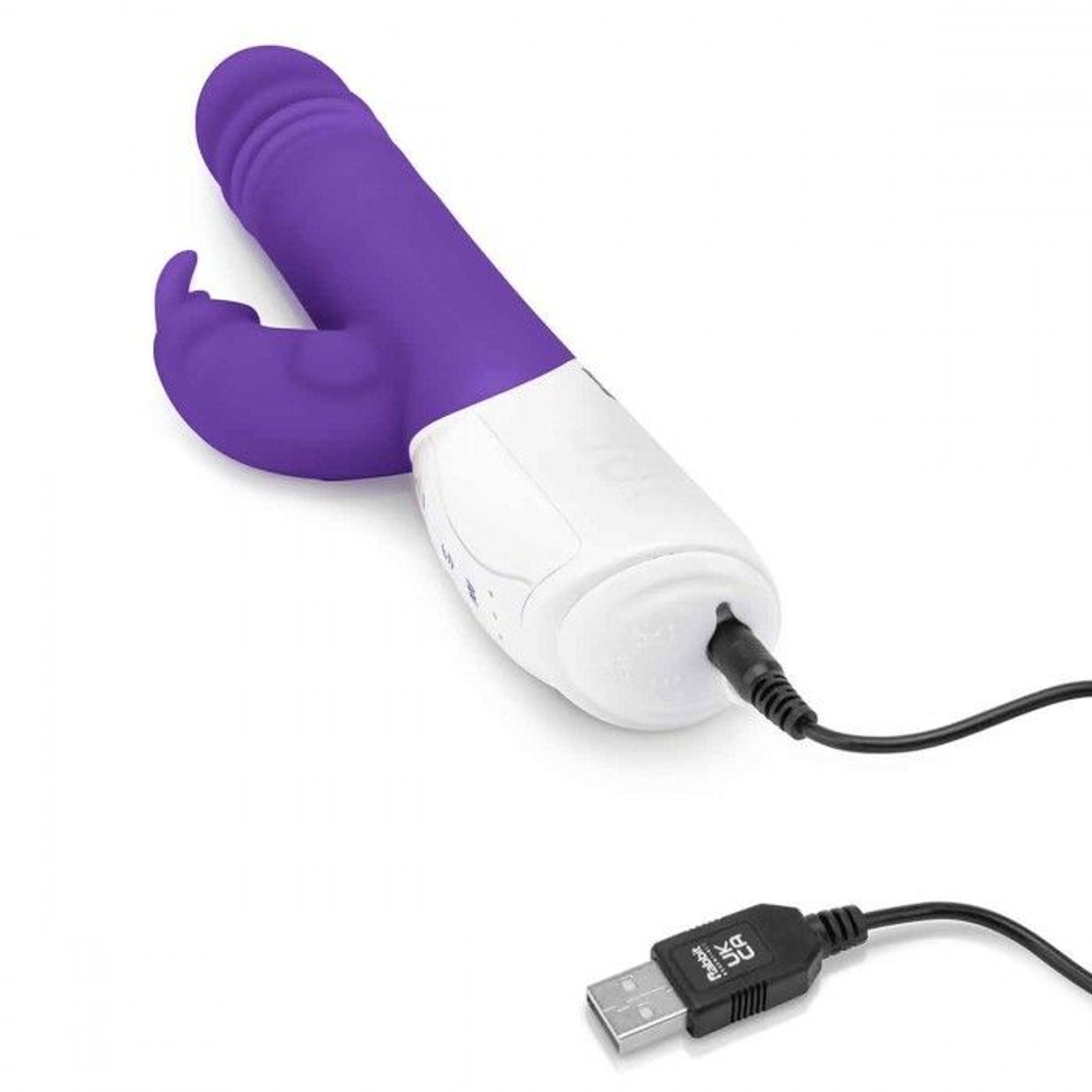Фиолетовый пульсирующий вибромассажер G-Spot Thrusting Rabbit - 24 см. (Цвет: фиолетовый)