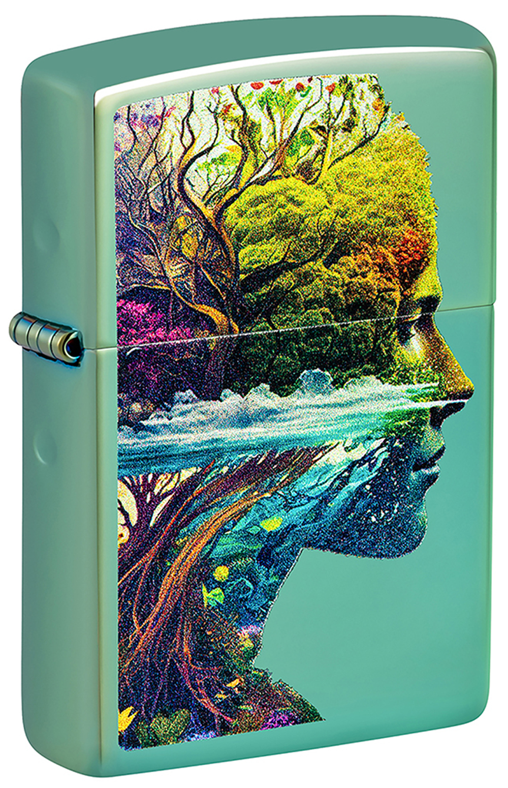Зажигалка ZIPPO Единение с природой с зеленым глянцевым покрытием | One with Nature Design High Poli