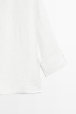 Massimo Dutti Куртка-рубашка из смесового льна с пуговицами, белый