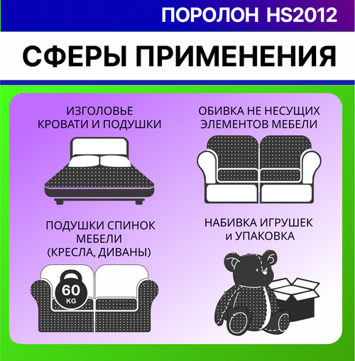Поролон HS 2012 сверхмягкий толщиной 4 см жесткость 1,2 кПа, плотность 20 кг/м3