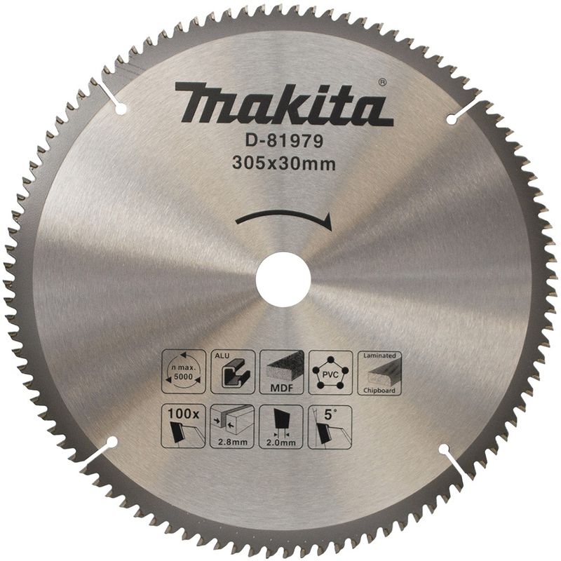 Пильный диск Makita D-81979 305×30 мм, 100T, алюминий / пвх / мдф / дсп