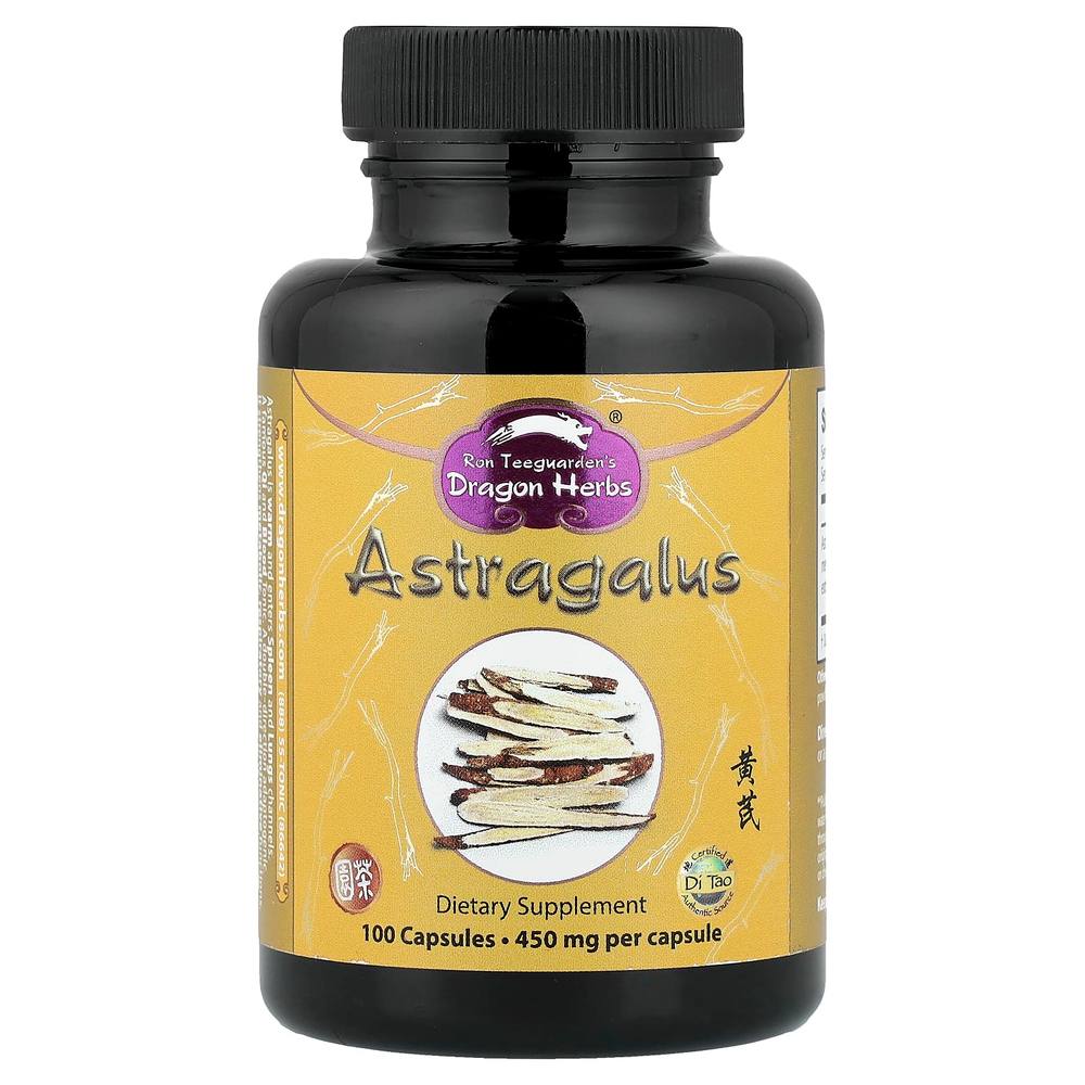 Dragon Herbs, астрагал, 100 капсул (450 мг в 1 капсуле)