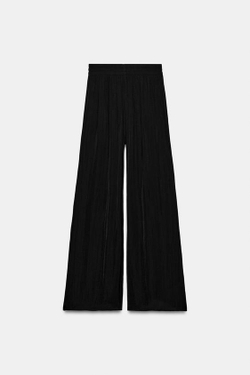 ZARA ШИРОКИЕ БРЮКИ С ВЫСОКОЙ ПОСАДКОЙ, ЧЕРНЫЙ