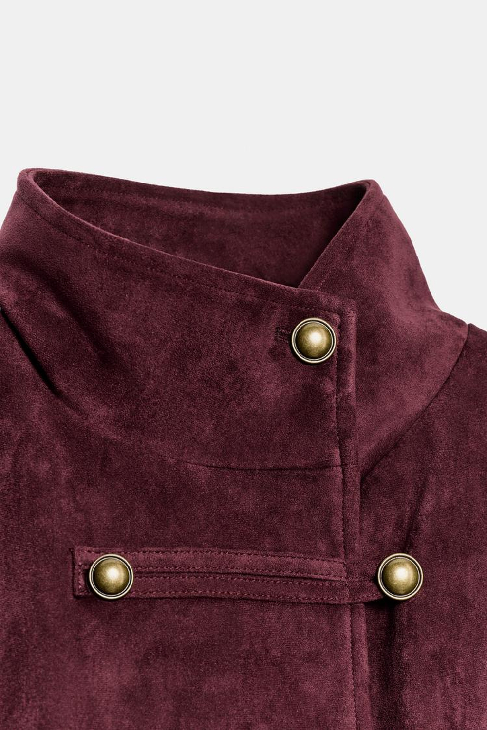 ZARA КУРТКА ИЗ ИСКУССТВЕННОЙ ЗАМШИ С ЗАСТЕЖКОЙ, БАКЛАЖАННЫЙ