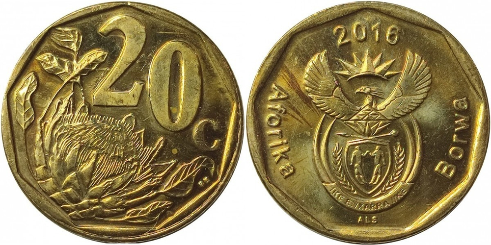 ЮАР 20 центов, 2003-2016 Aforika Borwa XF