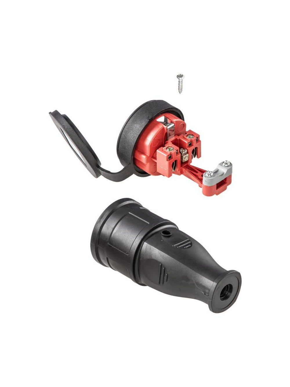 Розетка 16А IP44 прямая с заземл. каучук черн. КОСМОС RKsm-Z-IP(B)16A