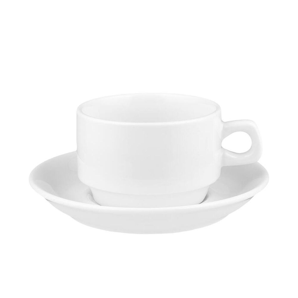 Чайная пара 130 мл белая d 6,9 см h5,2 см фарфор Stackable P.L. Proff Cuisine [4]