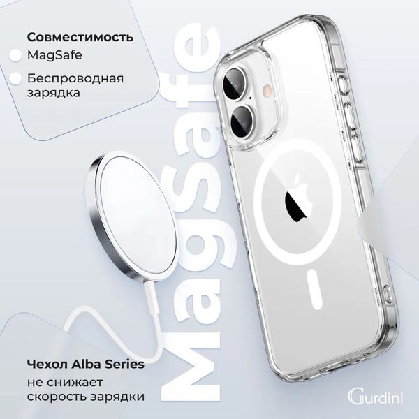 Чехол силиконовый Gurdini Alba Series для iPhone 16 Plus Прозрачный