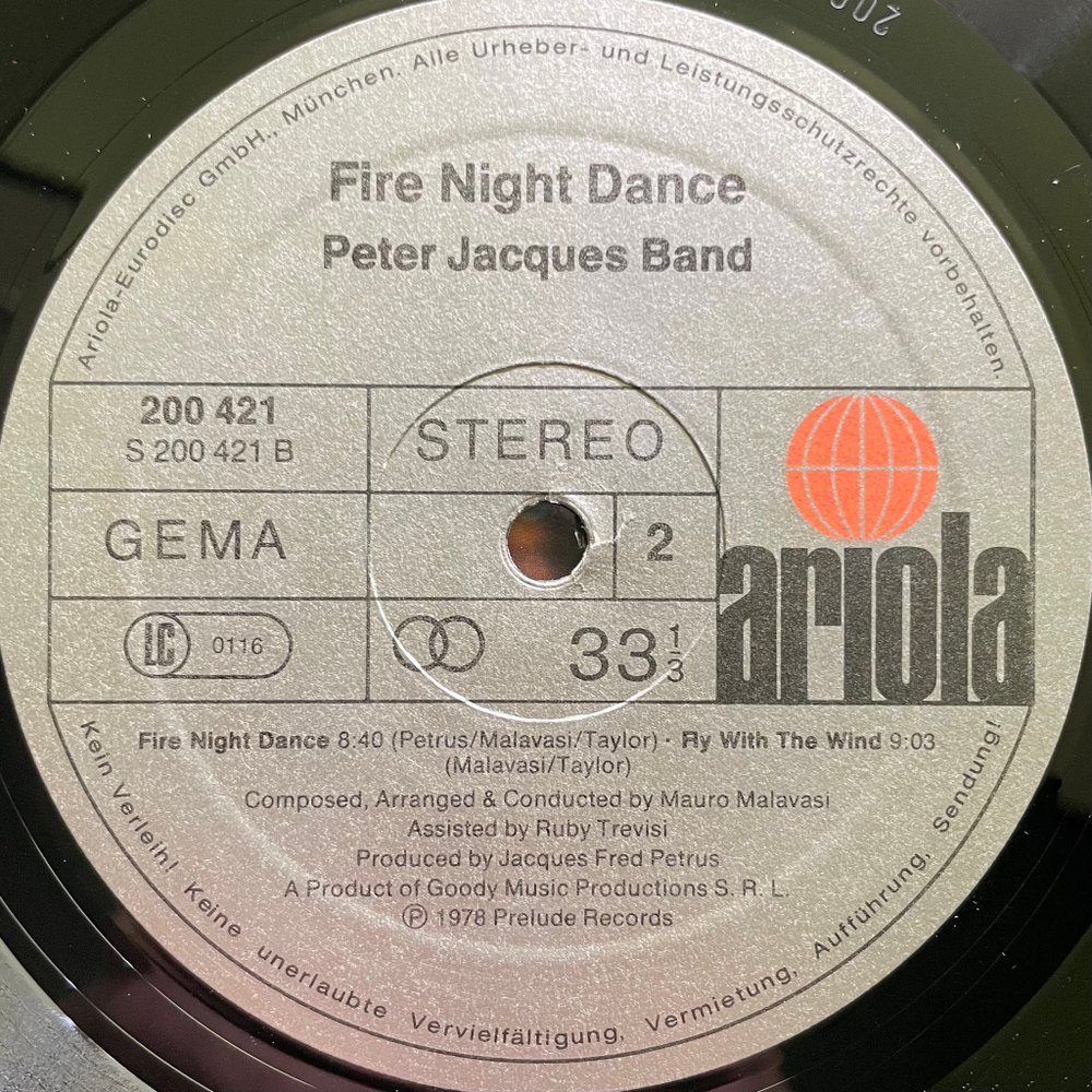 Peter Jacques Band ‎– Fire Night Dance (Германия 1978г.)
