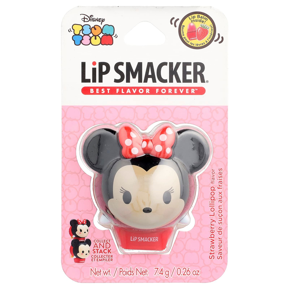 Lip Smacker, Disney Tsum Tsum, бальзам для губ, минни-маус, клубничный леденец, 7,4 г (0,26 унции)