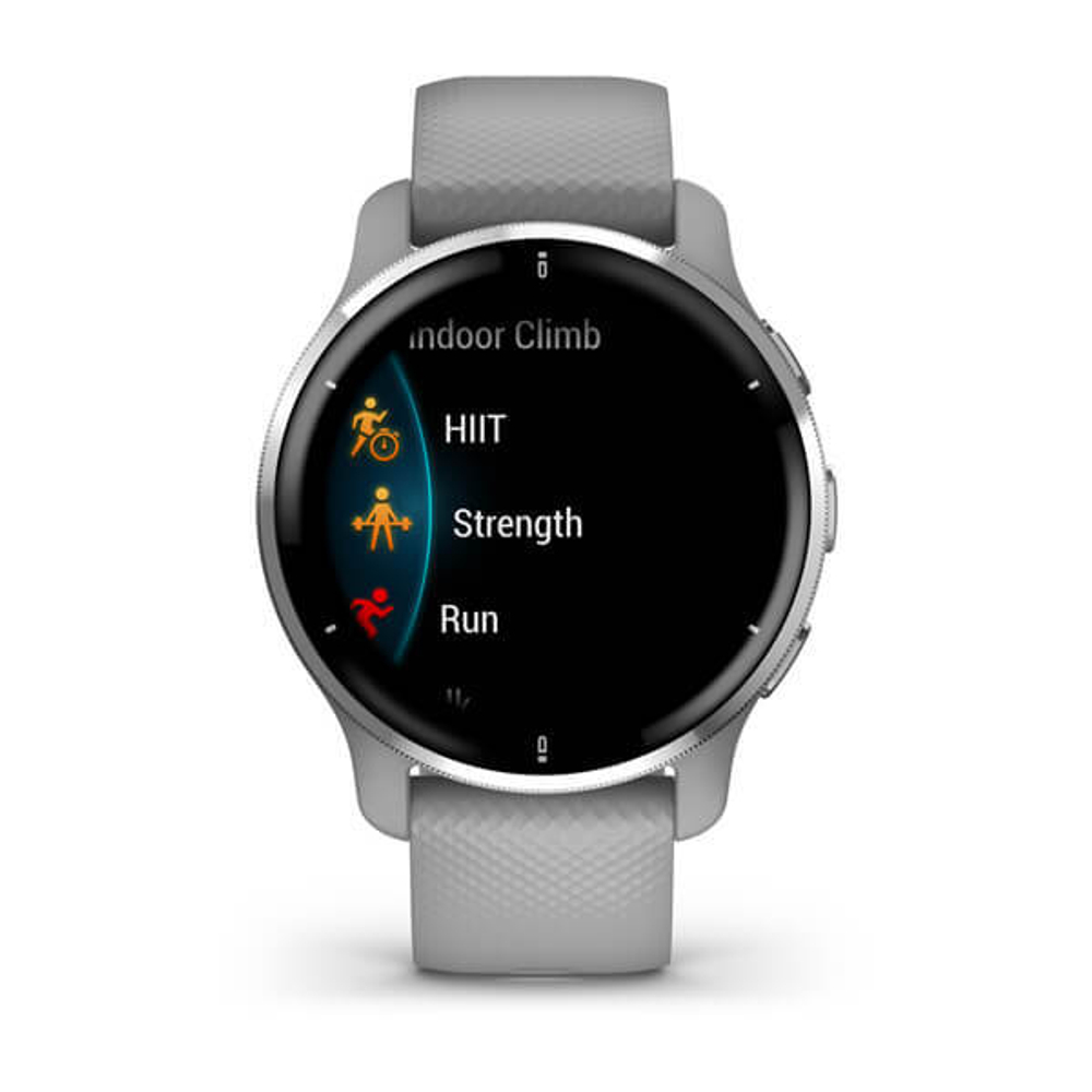 Часы Garmin VENU 2 PLUS серые с серебристым безелем и силиконовым ремешком, 010-02496-10