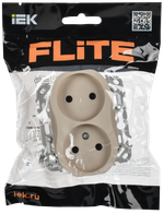 FLITE Розетка 2-местная без заземления без защитных шторок безвинтовое крепление 10А РС02-1-ФлЛ льняной IEK