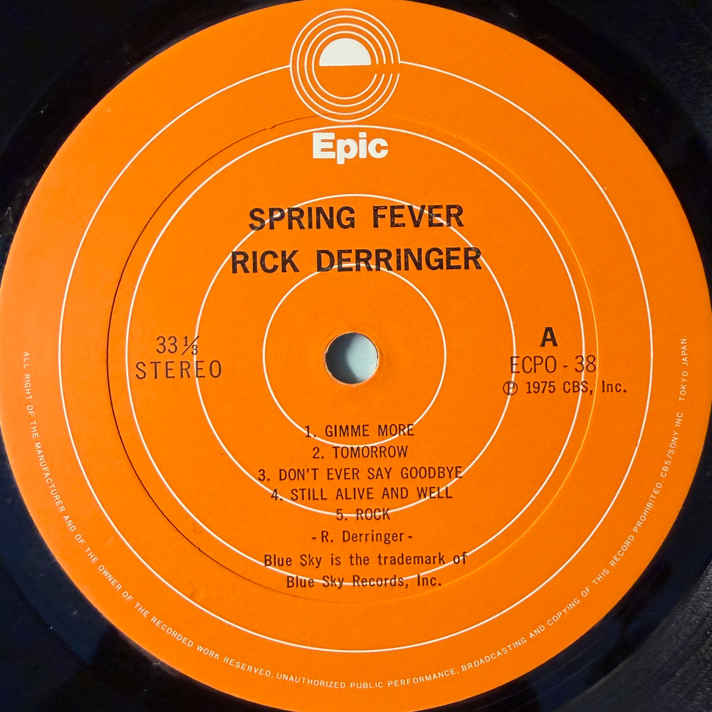 Rick Derringer ‎– Spring Fever (Япония 1975г.)