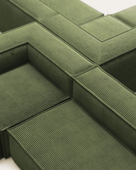 4-местный угловой диван Blok La Forma в зеленом толстом вельвете 290 x 290 см