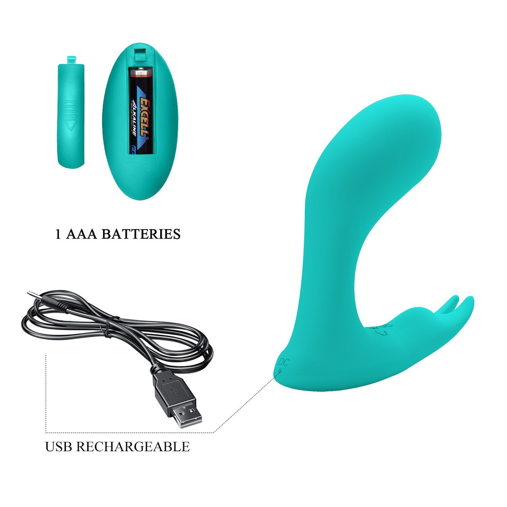 Бирюзовый стимулятор G-точки 10,1см с пультом ДУ Pretty Love Idabelle BI-300052W-1