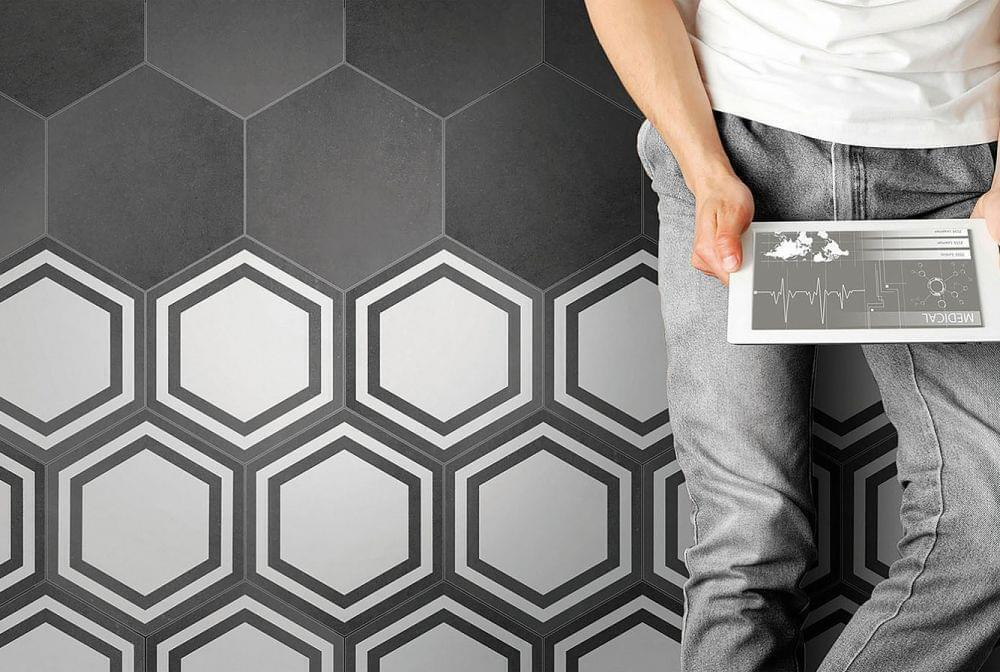 Adex Pavimento Hexagono Black 20x23