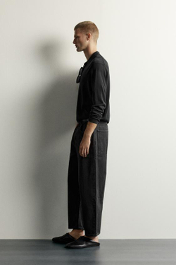 ZARA ДЖИНСЫ TAPERED WIDE LEG, ЧЕРНЫЙ