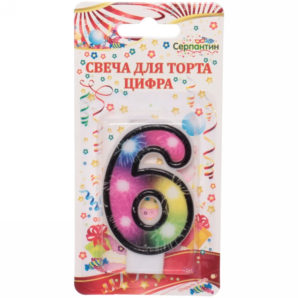 Свеча для торта Цифра Салют «6» 6 см